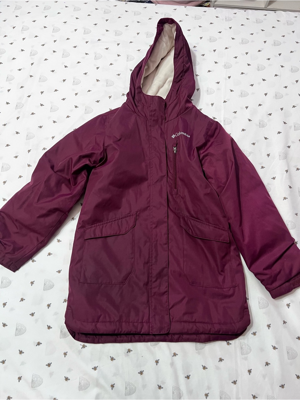 Columbia Kids Hooded Puffer Jacket in Plum